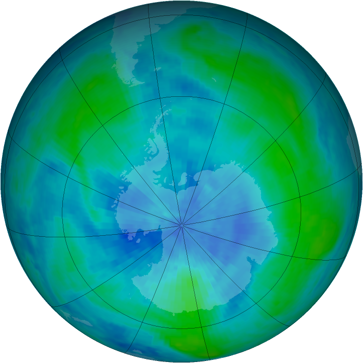 Antarctic ozone map for 06 March 1986